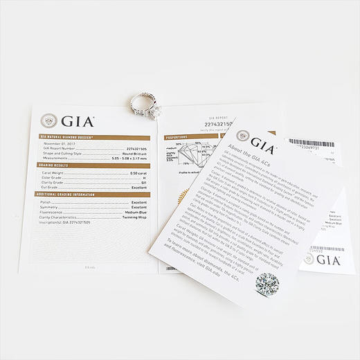 【天然正品】AU750白金钻戒钻石0.50克拉H SI1 3EX GIA证书 11号（戒圈可改）  221023JJ02 商品图1