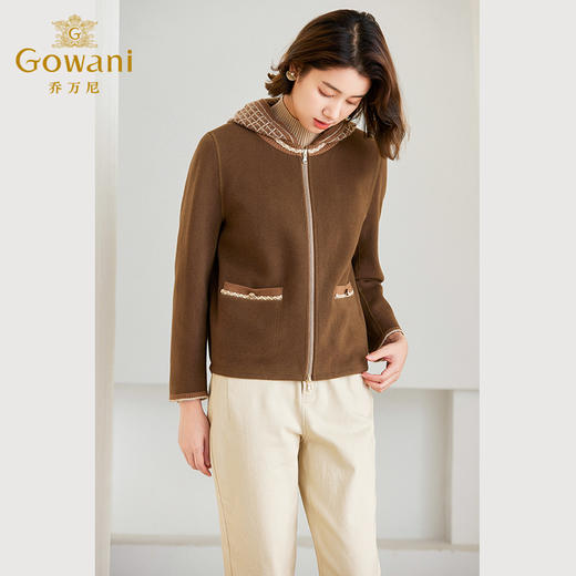 乔万尼绵羊毛短款大衣秋冬连帽外套减龄百搭ET4B872 商品图1