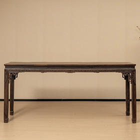 清中期 红木束腰马蹄腿花卉纹条桌