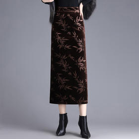 复古提花半身裙，时尚气质金丝绒高腰长裙新款中长裙MYX-ZY-1267-Y