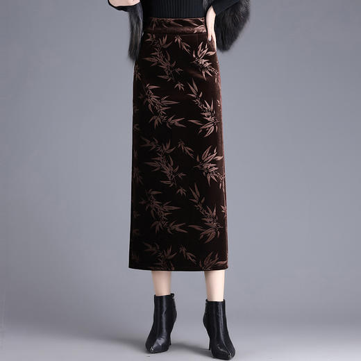 复古提花半身裙，时尚气质金丝绒高腰长裙新款中长裙MYX-ZY-1267-Y 商品图0