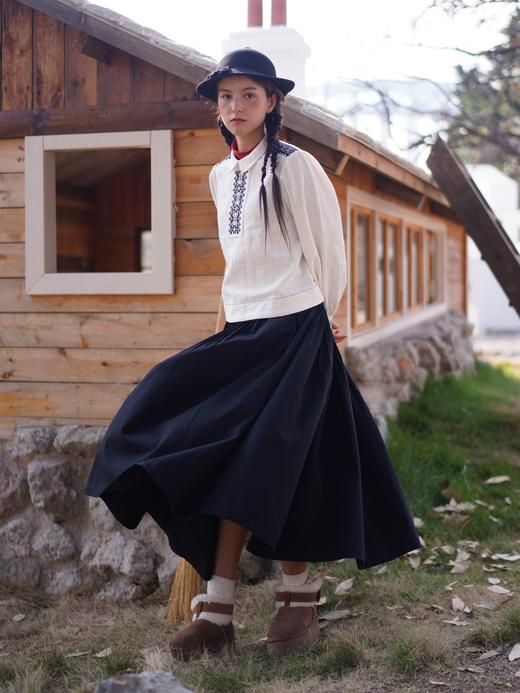 WOKERKER/K591/工匠手风琴褶大摆裙黑色半身裙 商品图0