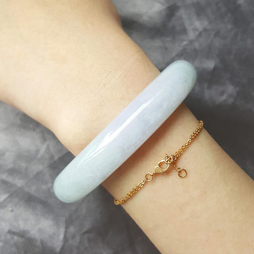 【天然正品】天然收藏级细腻无杂裂半山半水糯冰种紫罗兰半圈绿57.5号翡翠手镯  190623NJM25 商品图3