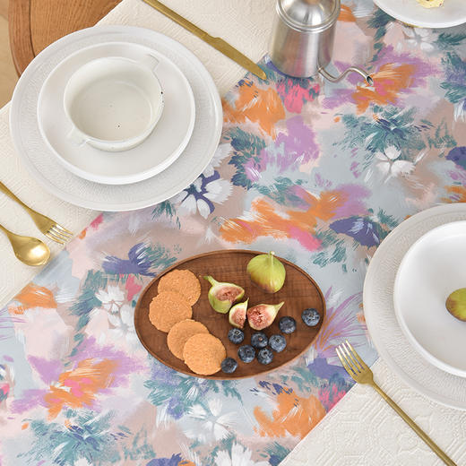 水墨粉彩系列桌旗轻奢高端田园复古茶几桌旗 商品图2