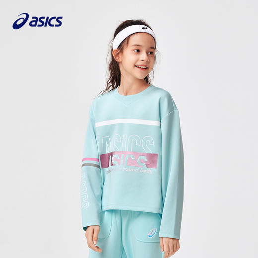 asics/亚瑟士童装2024年春季女儿童长袖舒适柔软针织卫衣跑步衣 商品图0