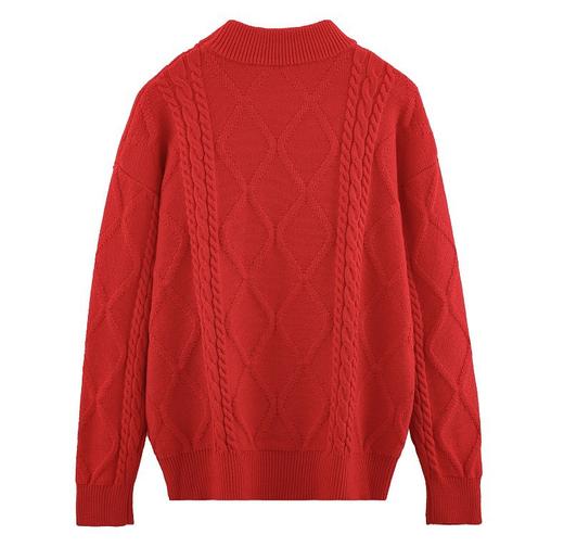 网红亲子装红色毛衣一家三口四口童装情侣装红色过年装喜庆家庭装_HLY 商品图2