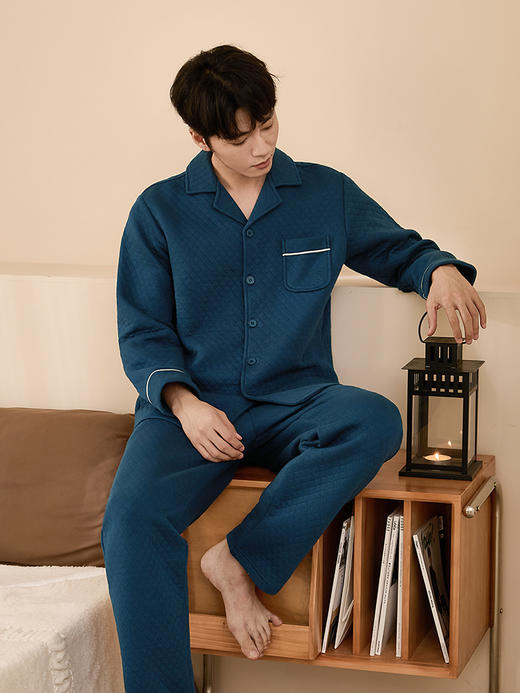 康妮雅男式长袖长裤开襟套装 商品图5