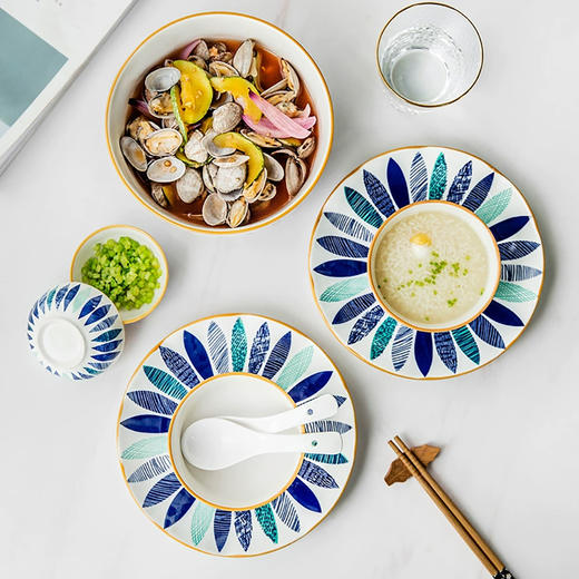 神田 | 绣渤意神田烧蓝叶藤系列碗盘 商品图1
