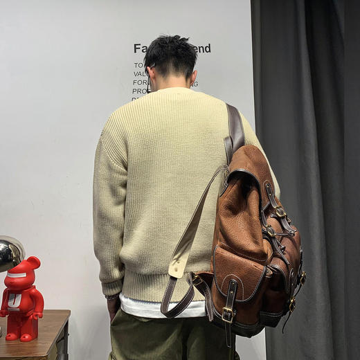 徐太浪设计感小众polo领口袋毛衣男春秋粗棒针线衣美式复古针织衫 商品图3