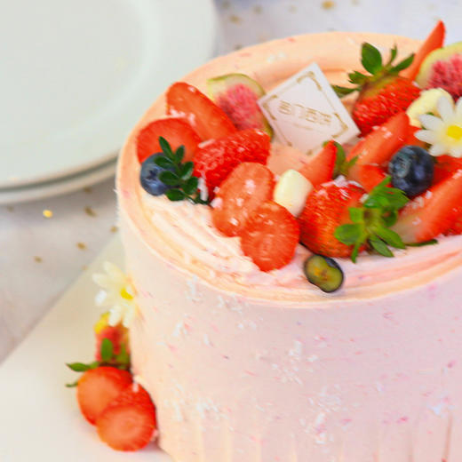 草莓雪顶-粉嫩草莓蛋糕-约6寸3层夹心 商品图2