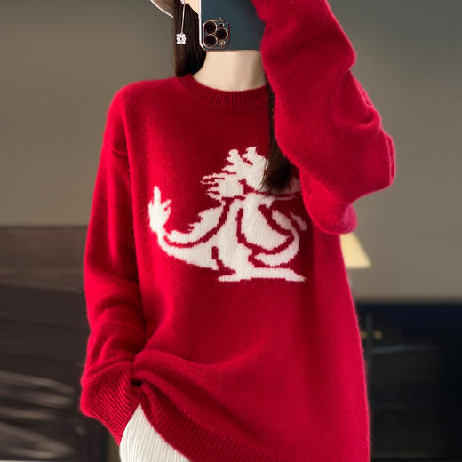 AVANN圆领七针加厚生肖龙100%羊毛衫N893 商品图3
