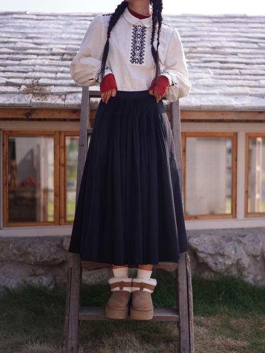 WOKERKER/K591/工匠手风琴褶大摆裙黑色半身裙 商品图2