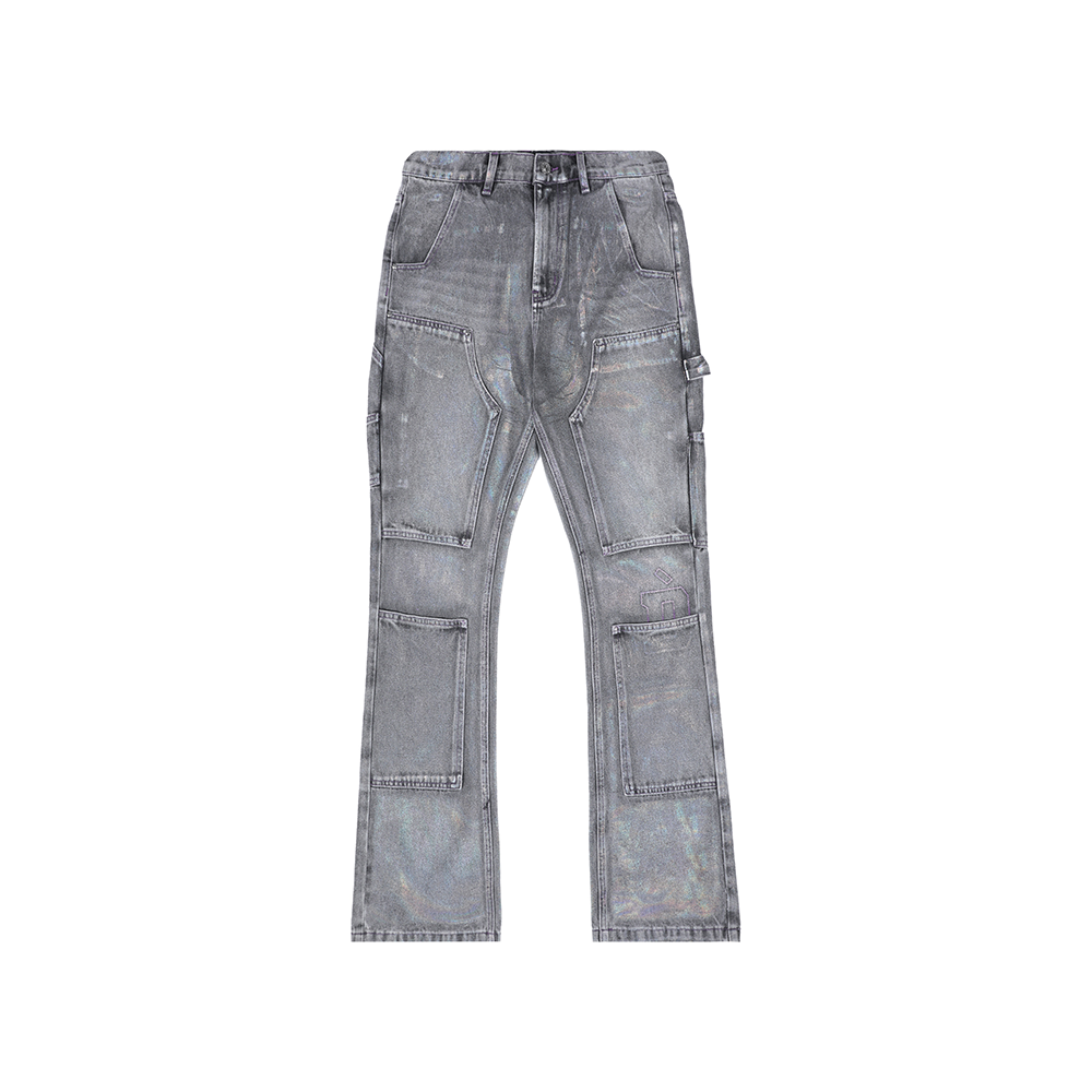 D.Desirable幻彩双膝堆堆微喇牛仔裤