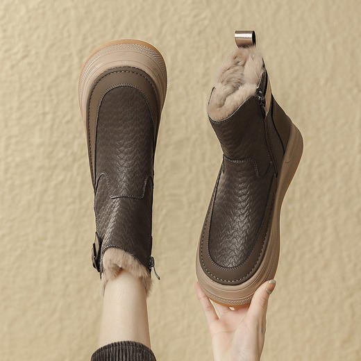 品质好货| Safiya/索菲娅2023加绒加厚户外兔毛雪地靴 SF3411A719 商品图1