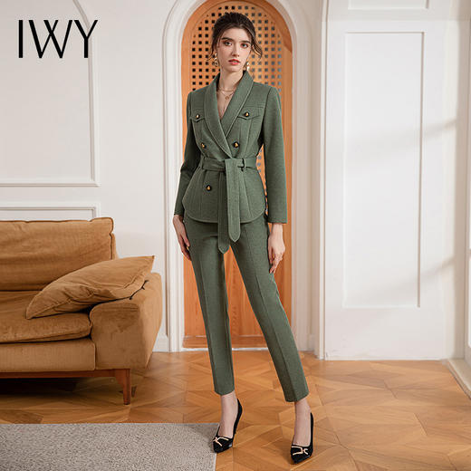 IWY/绿色高级感加厚西装外套时尚干练职业套裤女秋冬新款CP1652 商品图1
