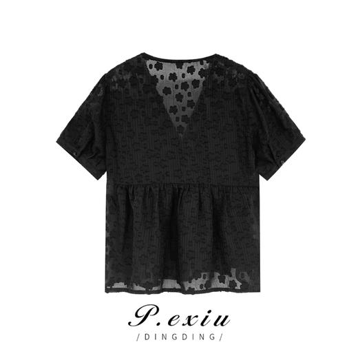 03-3潘依绣丁丁宠粉【花开朵朵】夏季气质花朵刺绣短袖衬衣 SH0805 商品图1