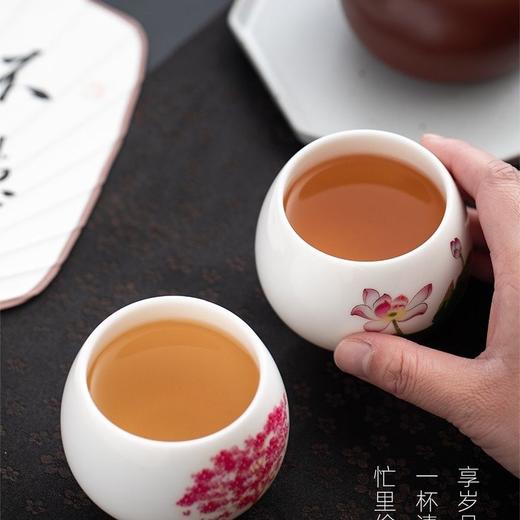 高白瓷樱花遇热水变色茶杯主人杯单个大号陶瓷中式茶盏家用个人杯 商品图8