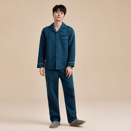 康妮雅男式长袖长裤开襟套装 商品图0