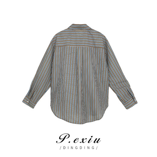 04-6潘依绣丁丁宠粉【年少欢喜】竖条纹显瘦口袋衬衫  W-6975 商品图1