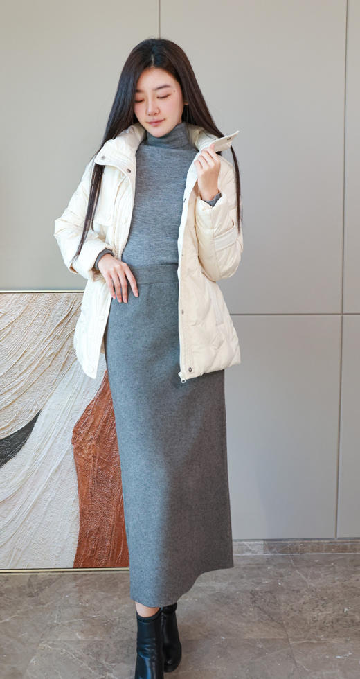 高弹显瘦羊毛直筒裙 商品图5