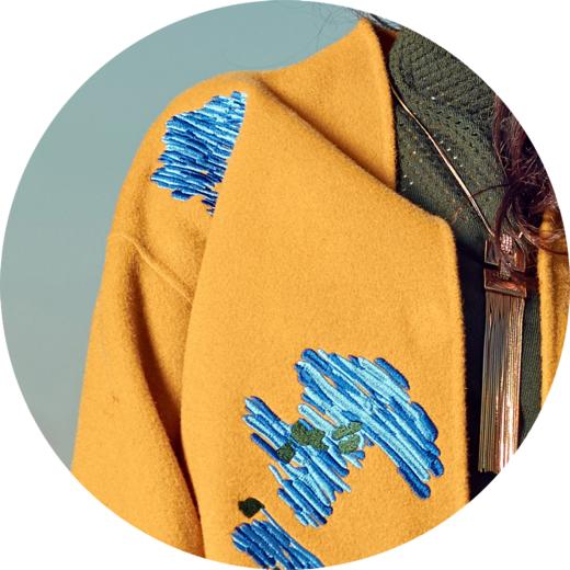 -【伯妮斯茵】100%澳洲羊毛黄色毛呢外套短款大衣 6C6691 商品图7