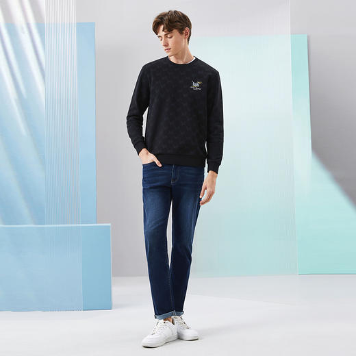 柒牌印花圆领卫衣男2024春季新款时尚潮流中青年套头休闲男士上衣	126W70110 商品图3