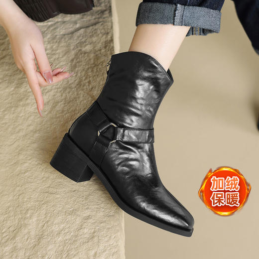 品质好货 | Safiya/索菲娅2023秋冬复古加绒中筒切尔西西部骑士靴 SF34118865 商品图3