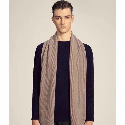 【甄珠贝】男女同款纯色元宝针纯羊绒围巾 商品图3