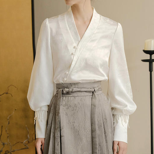 裁缝学苑AQ228新中式交领衬衫纸样衬衣女装醋酸上衣衬衣样板 商品图5