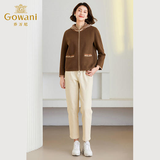 乔万尼绵羊毛短款大衣秋冬连帽外套减龄百搭ET4B872 商品图3