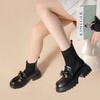 ZHR短靴女2023秋冬新款学院风乐福小皮鞋加绒弹力布袜靴瘦瘦靴子 商品缩略图8