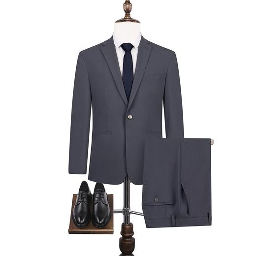 柒牌西服套装男士春季新款商务正装平驳领灰色新郎结婚礼服两件套	126C70970 商品图4