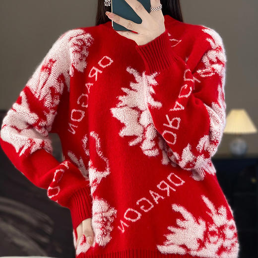 AVANN 新年款十二针加厚安迪绒全身提花圆领毛衣JR-533 商品图5