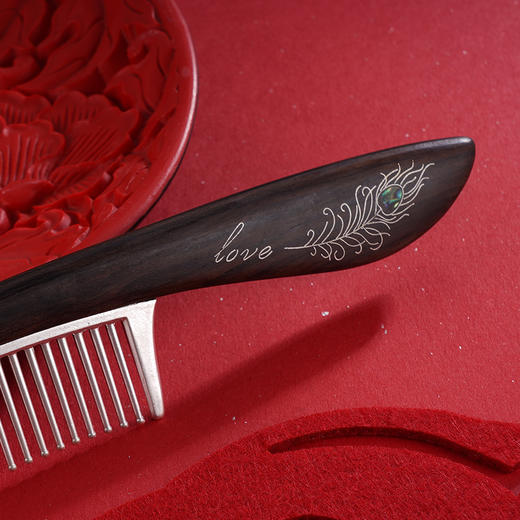 子佩集S999银黑檀羽毛梳子【YJSZ002】2312 商品图3