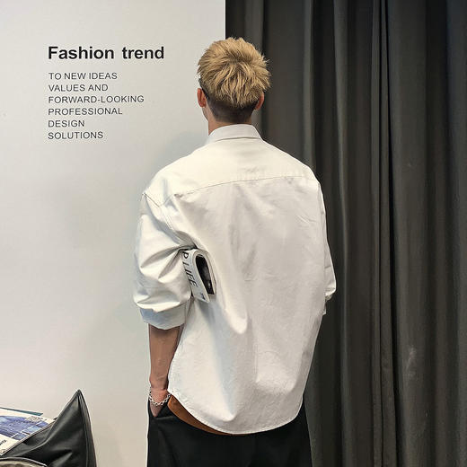 徐太浪美式休闲黑色长袖衬衫男春秋潮牌高级感男士纯棉衬衣外套厚 商品图2