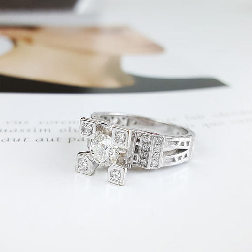 【天然正品】AU750白金钻戒钻石0.50克拉H SI1 3EX GIA证书 11号（戒圈可改）  221023JJ02 商品图3