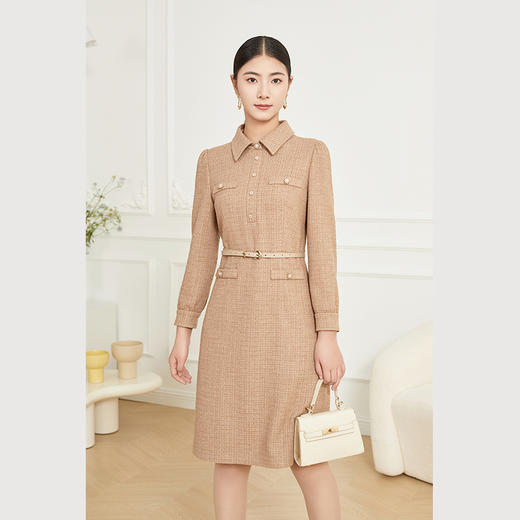 乔万尼绵羊毛小香风收腰设计连衣裙新品ET4E966 商品图2