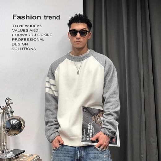 徐太浪时尚美式拼色套头毛衣男秋冬季潮牌男装内搭打底针织衫上衣 商品图1