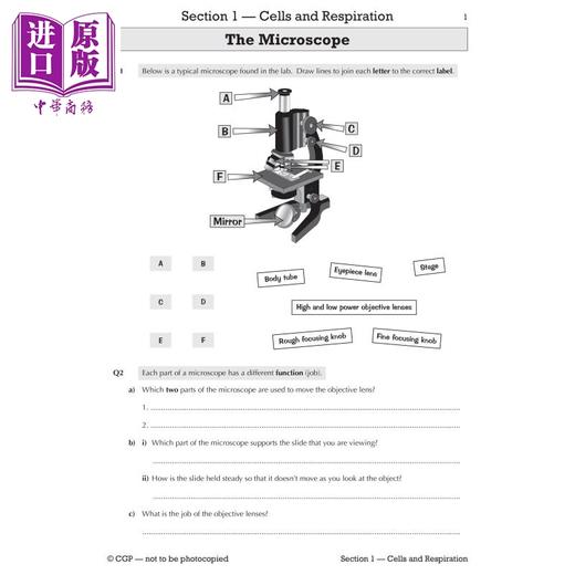 预售 【中商原版】英国原版CGP教辅 KS3生物学工作手册-更高 KS3 Biology Workbook-Higher 中学教辅 英文原版进口 参考书资料 商品图3