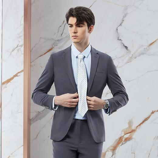 柒牌西服套装男士春季新款商务正装平驳领灰色新郎结婚礼服两件套	126C70970 商品图1
