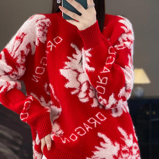 AVANN 新年款十二针加厚安迪绒全身提花圆领毛衣JR-533 商品图7