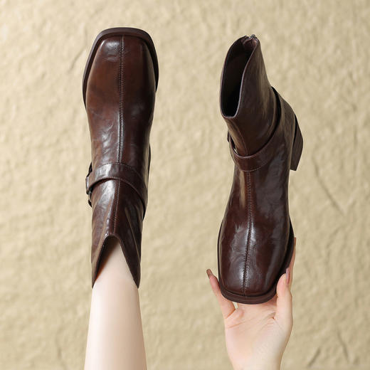 品质好货 | Safiya/索菲娅2023秋冬复古加绒中筒切尔西西部骑士靴 SF34118865 商品图1