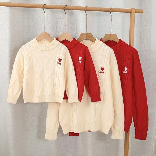 网红亲子装红色毛衣一家三口四口童装情侣装红色过年装喜庆家庭装_HLY 商品图4