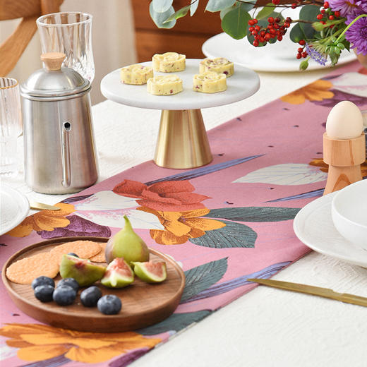 水仙百合印花桌旗轻奢高端田园复古茶几桌旗 商品图2