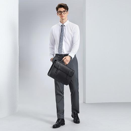 【含莫代尔】柒牌男士长袖衬衫2024春季新款商务正装白色翻领衬衣	126A70710 商品图3