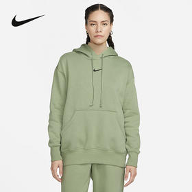 Nike/耐克油绿色卫衣女子冬季新款加绒保暖连帽套头衫DQ5861-386