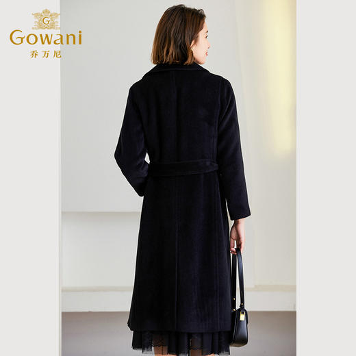 乔万尼冬季羊驼毛羊毛大衣高级感黑色中长款ET4A855 商品图4