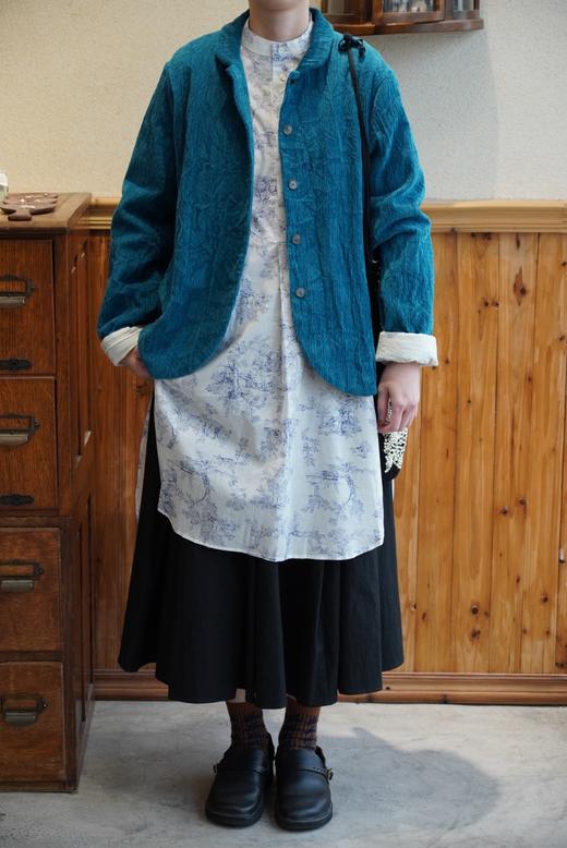 apuntob 小翻领短夹克修身版型孔雀蓝外套 商品图1