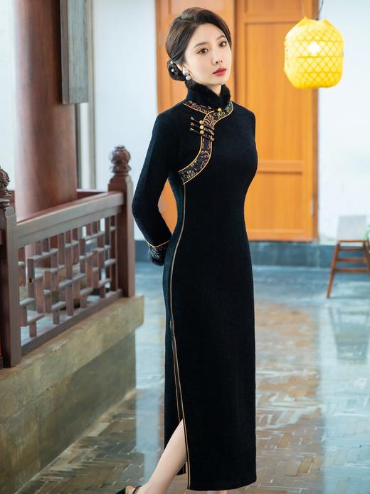 冬款加厚水貂绒长款时尚显瘦复古高档旗袍SYG-767 商品图1