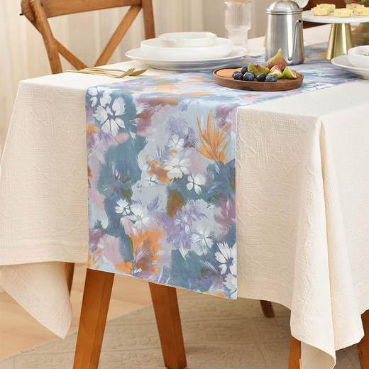 水墨粉彩系列桌旗轻奢高端田园复古茶几桌旗 商品图1